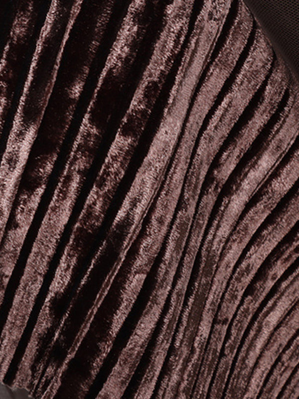 Gauze Pleated Solid Color Split-Joint A-Line High Waisted Skirts