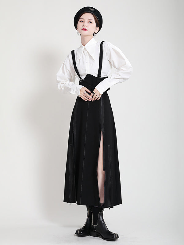 Original High-Waist Zipper Loose A-Line Skirt