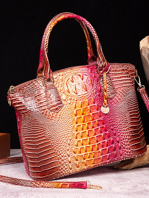 Alligator Print Pleated Split-Joint Handbags Bags