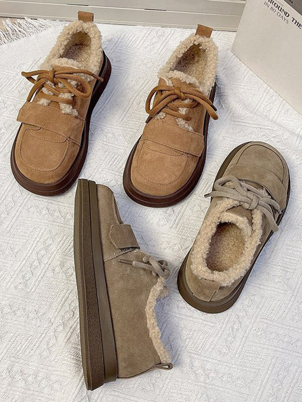 Lace-Up Split-Joint Flat Shoes