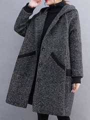 Original Creation Long Sleeves Loose Keep Warm Hooded Outerwear