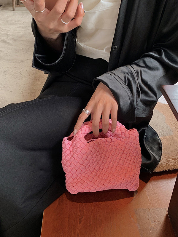 Solid Color Woven Handbags Bags