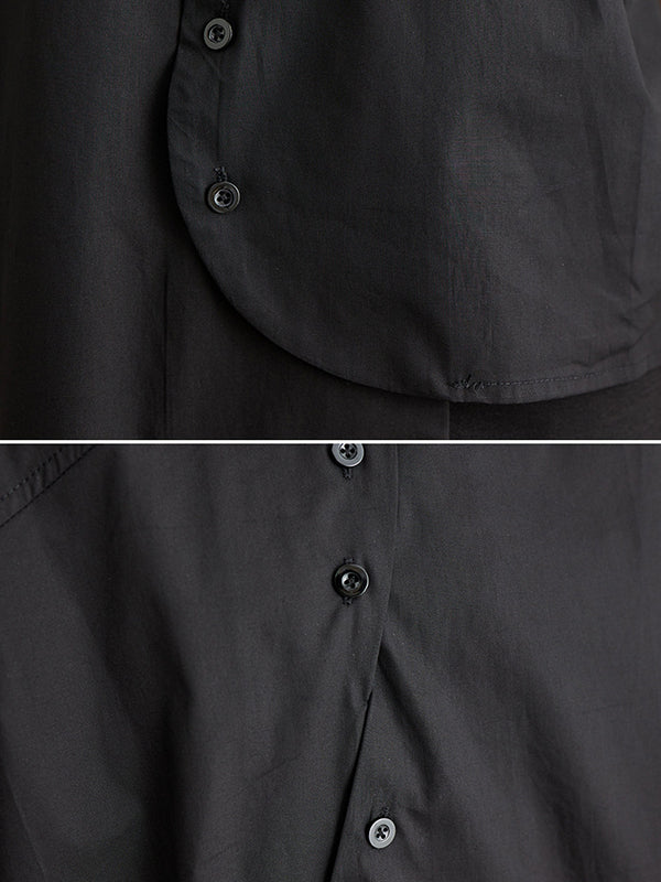 Solid Color Irregular clipping Lapel Shirts Tops