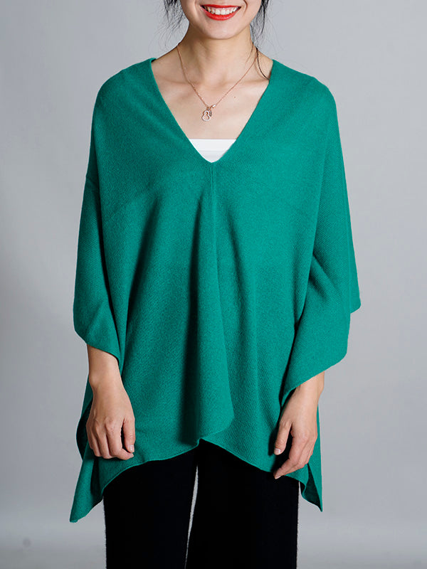 100% Cashmere Solid Color Cape Shawl&Cloak