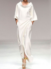 Solid Color Half Sleeves Loose Maxi Dresses