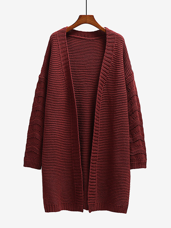 Urban Loose Solid Color Jacquard Cardigan Top