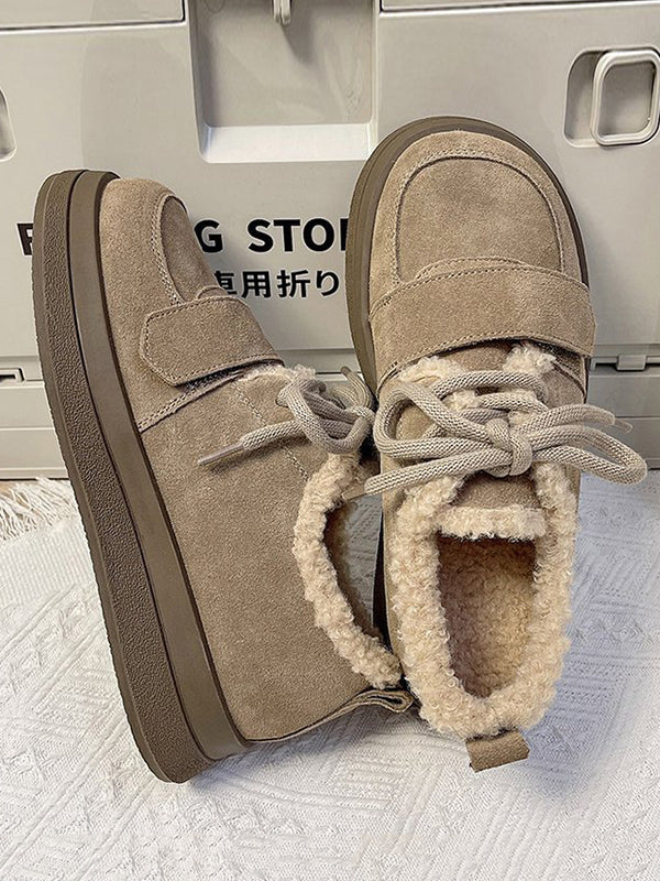 Lace-Up Split-Joint Flat Shoes