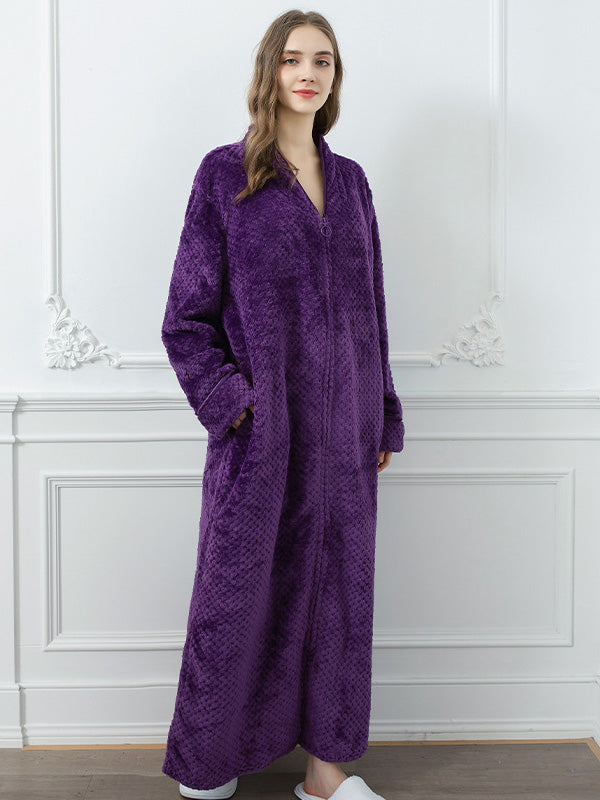 Comfortable Solid Flannel Pajama Robe
