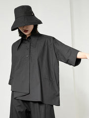 Leisure Loose Irregularity Solid Color Polo Blouses&Shirts Tops