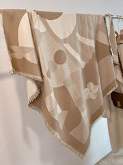 Contrast Color Fringed Keep Warm Printed Striped Shawl&Scarf