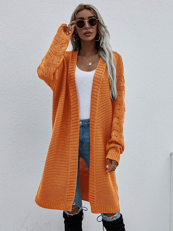 Urban Loose Solid Color Jacquard Cardigan Top