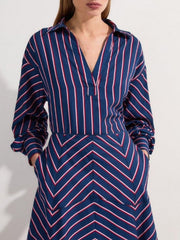 Striped Long Sleeves Loose Lapel Blouses&shirts Tops