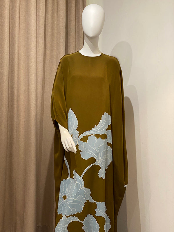 Printed Loose Round-neck Maxi Dresses