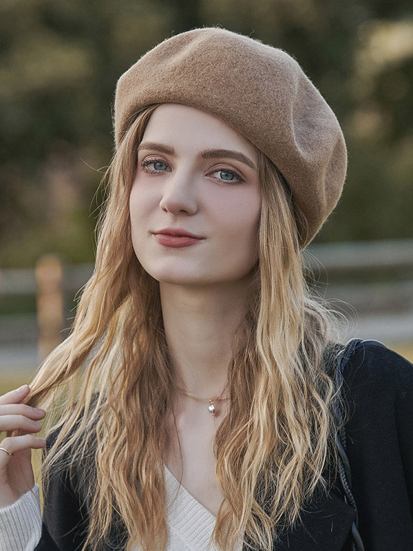Simple Wool Solid Color Beret Hat