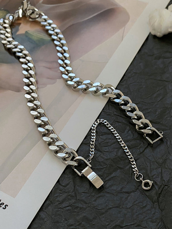 Stylish Selection Two Pieces Chains Bracelet Accessories + Necklaces Accessories
