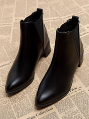 Elasticity Pointed-Toe Solid Color Split-Joint Chelsea Boots Boots