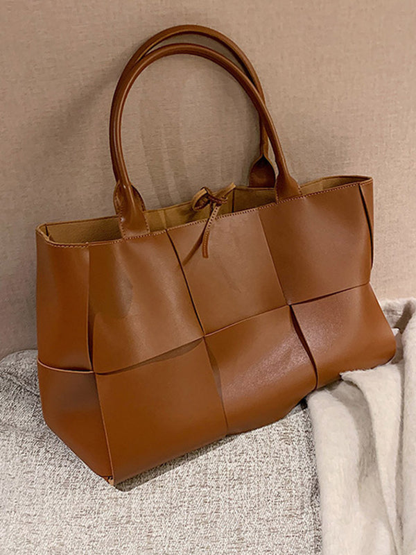 Solid Color Split-Joint Tote Bags Handbags Bags