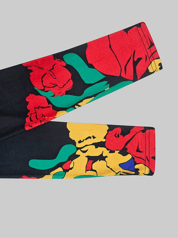 Flower Print Multi-Colored Skinny High Neck Maxi Dresses