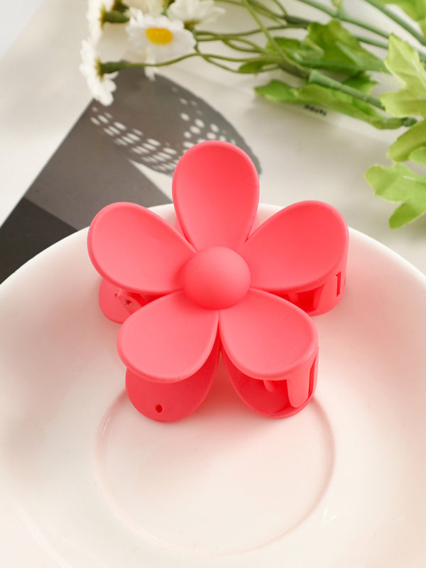 Flower Shape Solid Color Hair Clips