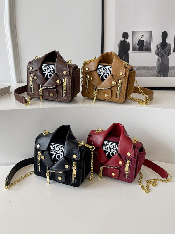 Chains Geometric Zipper Handbags Crossbody Bags Bags