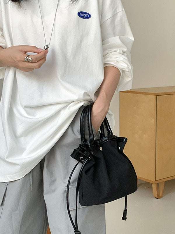 Drawstring Split-Joint Tote Bags Handbags