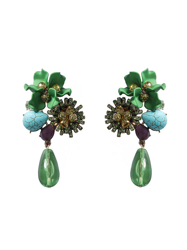 Flower Shape Geometric Water Drop Earrings Accessories