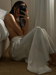 Solid Color Split-Side High Waisted Loose Skirts Bottoms