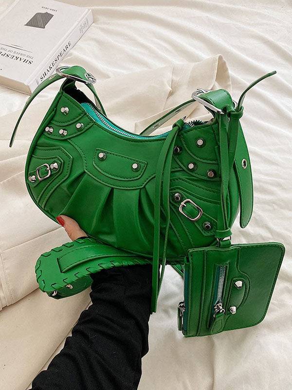 Rivet Zipper Crossbody Bags
