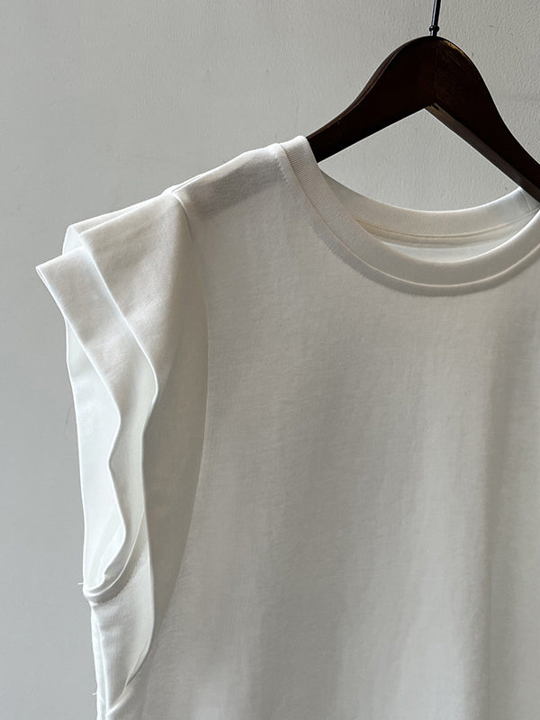 Split-Joint Loose Sleeveless Round-neck T-Shirts Tops