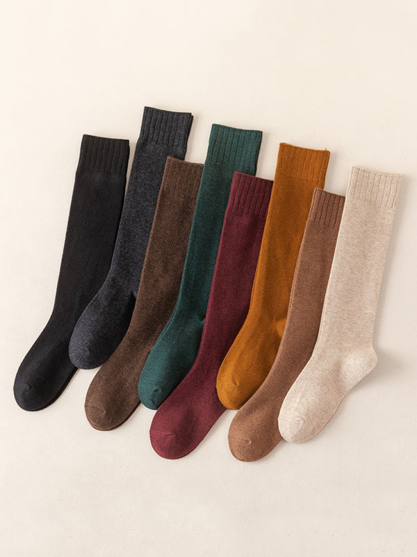 Casual Breathable Solid Color Mid-Calf Socks