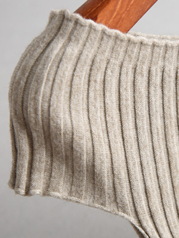 Solid Color Short Sleeves Skinny Boat Neck Sweater Pullovers Knitwear