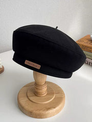 Casual Keep Warm Solid Color Beret Hat