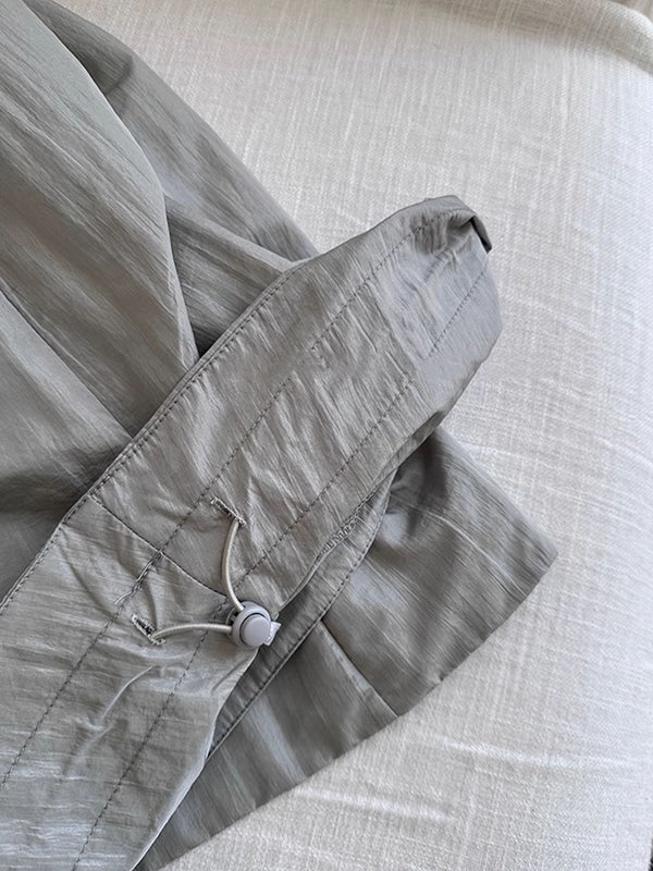 Drawstring Elasticity Solid Color Split-Joint A-line High Waisted Skirts