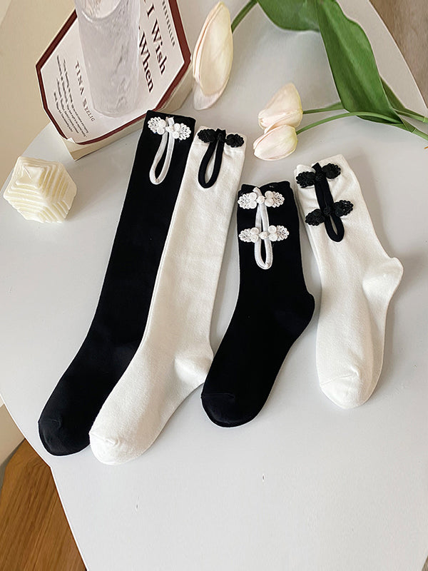 Casual Hollow Solid Color Disc Buckle Socks Accessories