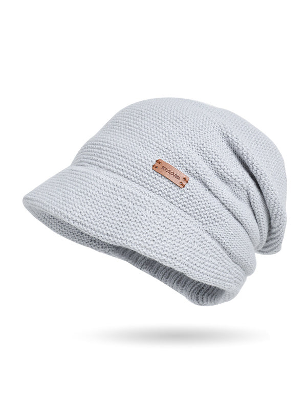 Flat Brim Solid Color Split-Joint Knitted Hats Hats