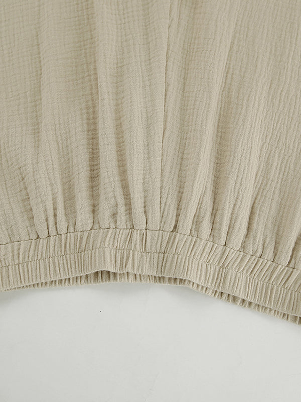 Drawstring Elasticity Solid Color Split-side High Waisted Loose Trousers Pants