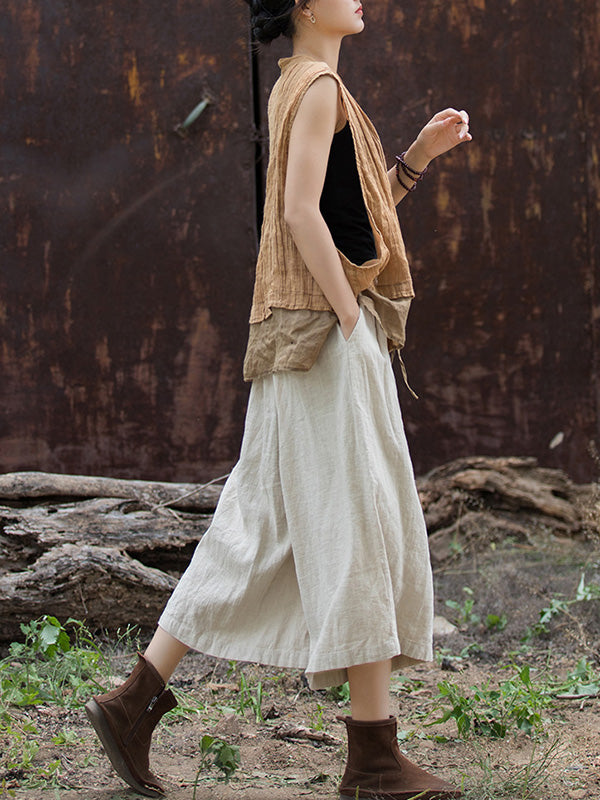 Pleated Split-Joint High Waisted Loose Trousers Pants