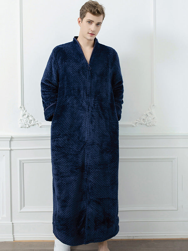 Comfortable Solid Flannel Pajama Robe