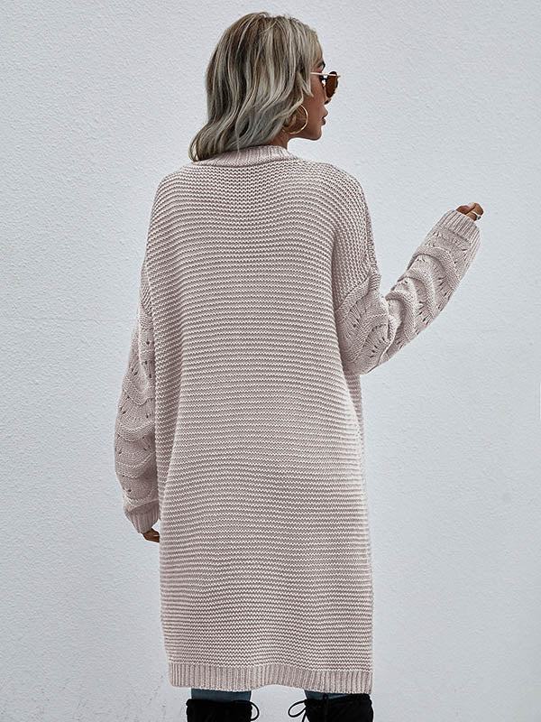 Urban Loose Solid Color Jacquard Cardigan Top