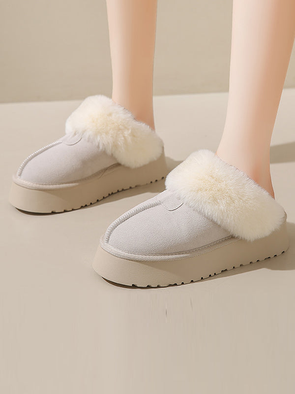Round-Toe Split-Joint Slippers Platform Shoes