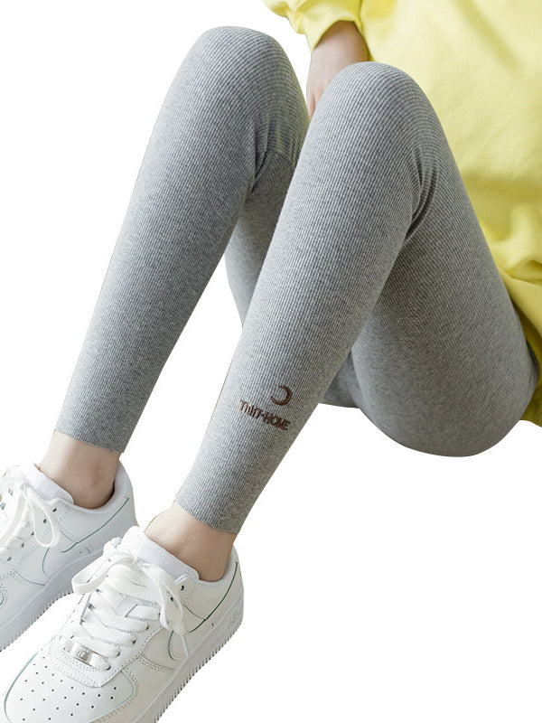 Casual Skinny Leg Letter Print Solid Color Leggings