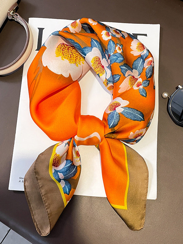 Floral Printed Contrast Color Shawl&Scarf