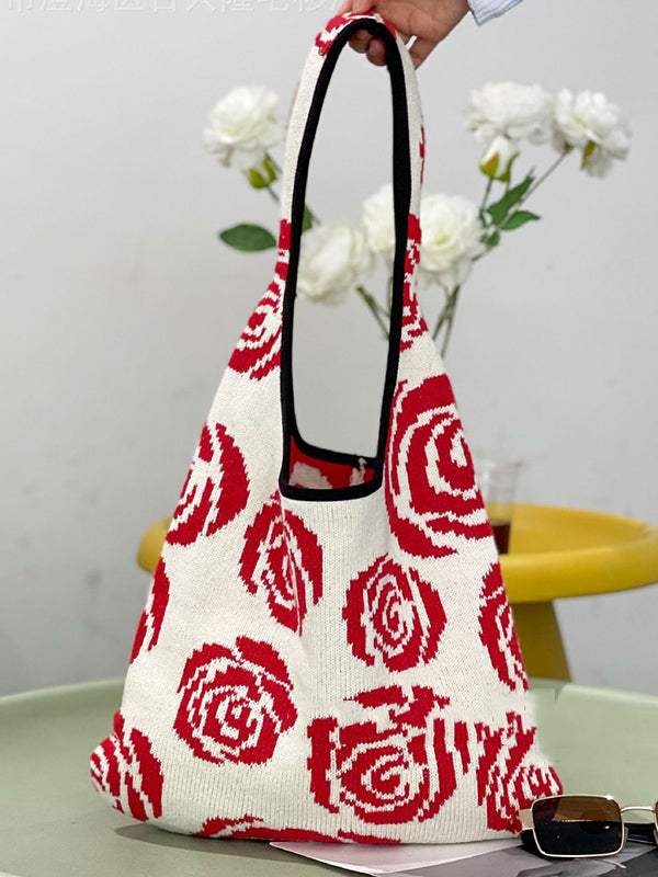 Original Creation Floral Weave Contrast Color Bags Accessories
