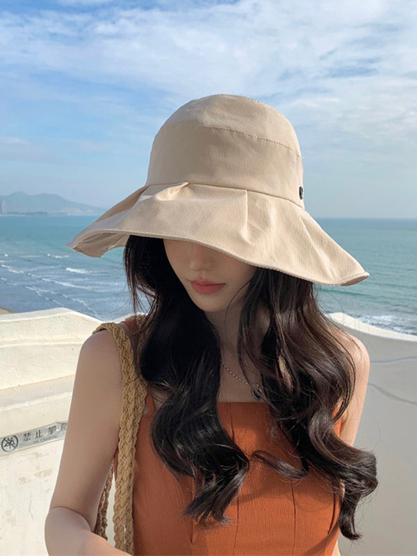 Bowknot Pleated Split-Joint Sun Hat Fisherman Hat