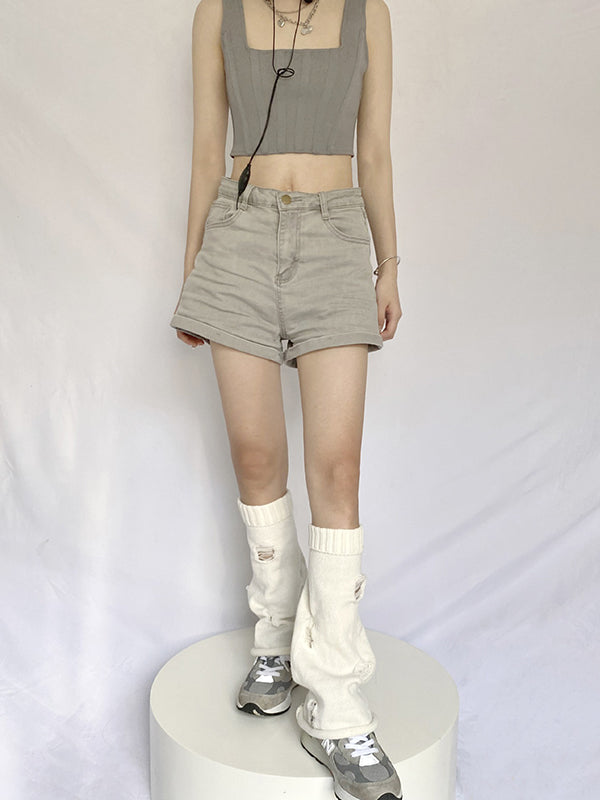 Flared Hollow Solid Color Leg Warmers Accessories