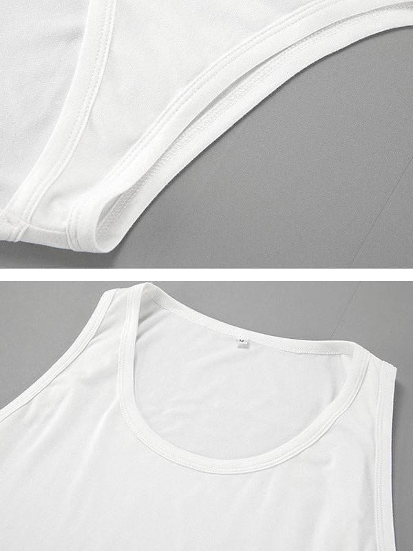 See-Through Solid Color See-through Split-Joint Loose Sleeveless U-Neck Maxi Dresses