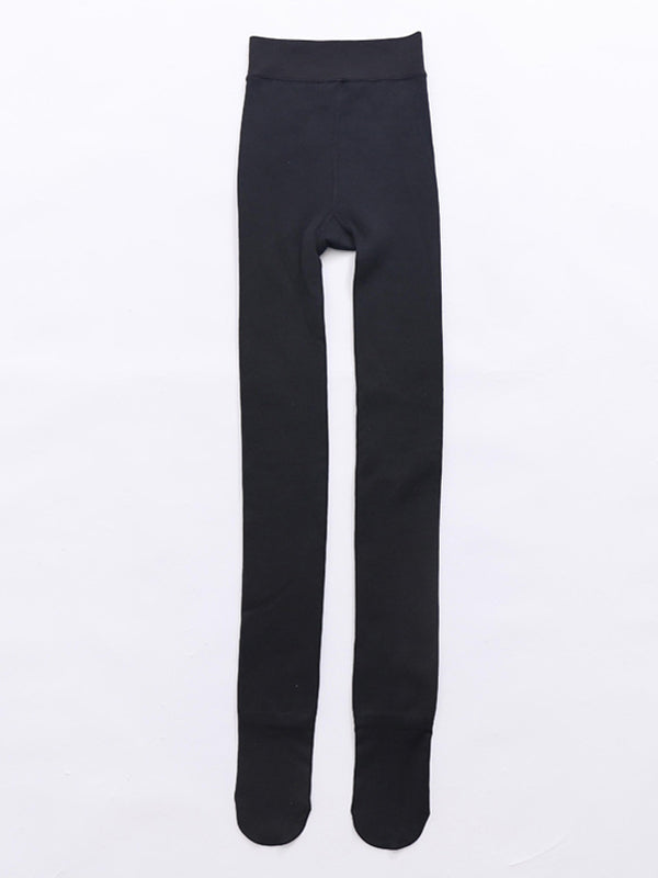 Casual Velvet Keep Warm Solid Color Thermal Pants Bottoms