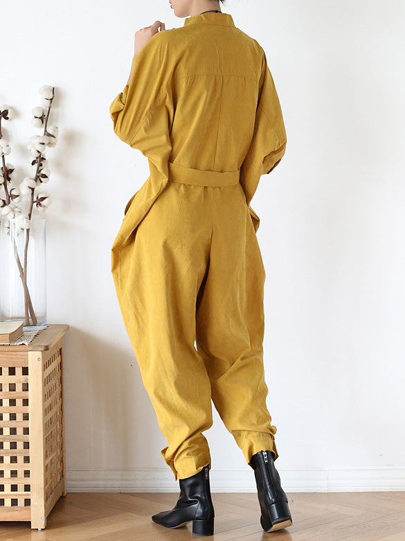 Loose Lace-Up Overall Jumpsuits