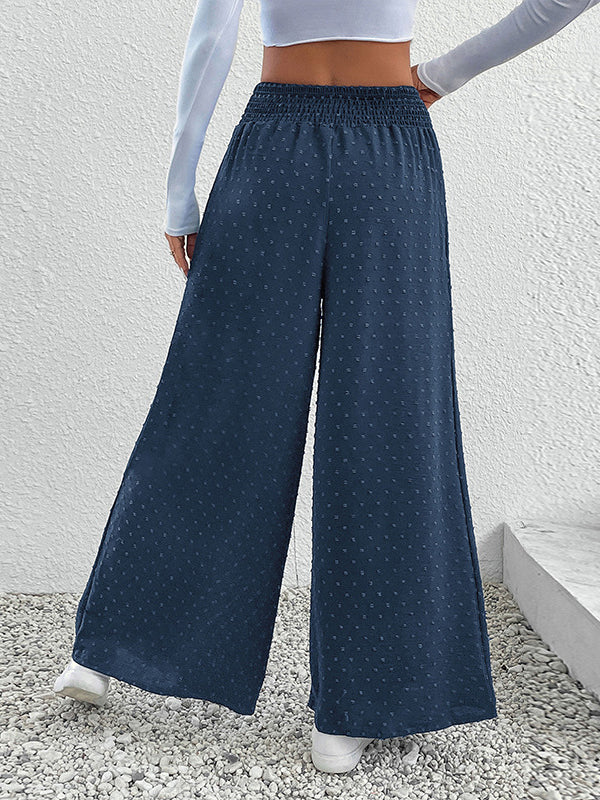 Elasticity Jacquard Wide Leg Trousers Pants