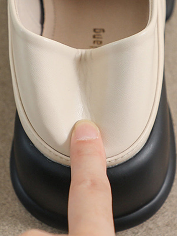 Round-Toe Split-Joint Platform Shoes Loafers